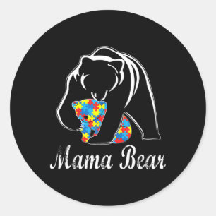 Autism Awareness Mama Beer Support Autistic Adult Ronde Sticker