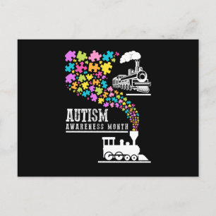 Autism Awareness Month Puzzles Train T shirt Uitnodiging Briefkaart