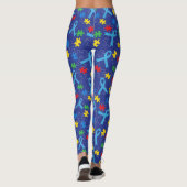 Autism Awareness Month Ribbon Puzzle Pattern Leggings (Achterkant)