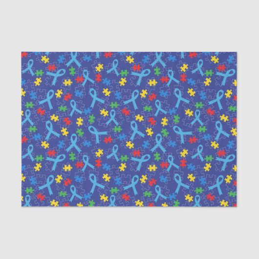 Autism Awareness Month Ribbon Puzzle Pattern Tissuepapier (Voorkant)