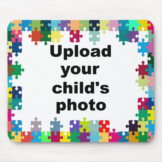 Autism Awareness Mousepad Puzzle Lijst past zich a Muismat (Voorkant)