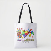 Autism Awareness Peace Puzzle Heart Tote Bag (Devant)
