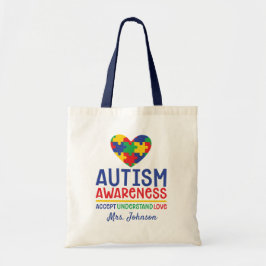 Autism Awareness Personalised Teacher Tote Bag