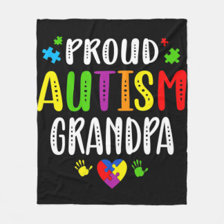 Autism Awareness Proud Autism Grandpa Hand Heart P Fleece Deken