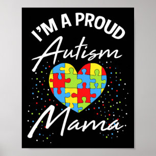 Autism Awareness Proud Mam Puzzle Heart Cool Paren Poster