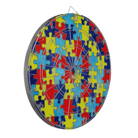 Autism Awareness-Puzzle door Shirley Taylor Dartbord (Voorkant Links)