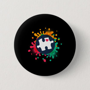Autism Awareness Puzzle Piece Love Autistic Suppor Ronde Button 5,7 Cm
