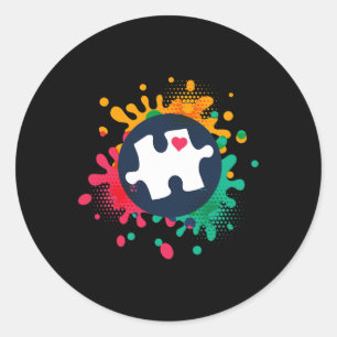 Autism Awareness Puzzle Piece Love Autistic Suppor Ronde Sticker