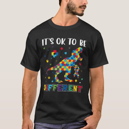 Autism Awareness Puzzle Rex Boys Its Ok To Be Diff T-shirt (Voorkant)
