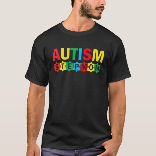 Autism Awareness Puzzle Ribbon Proud Autism Stepmo T-shirt (Voorkant)