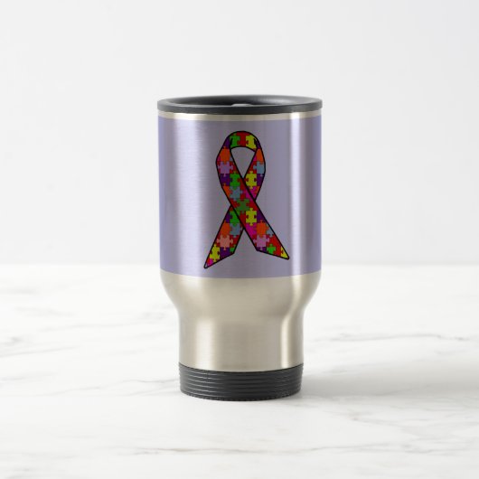Autism Awareness Ribbon in Jigzaag Pattern Reisbeker (Center)