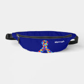 Autism Awareness Ribbon Personalised Blue Heuptasje (Voorkant)
