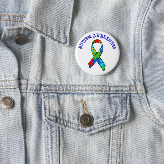 AUTISM AWARENESS RIBBON ROUND BUTTON (In situ)
