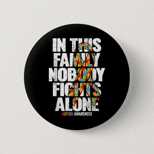 Autism Awareness Shirt Family Support Ma Autism A Ronde Button 5,7 Cm (Voorkant)