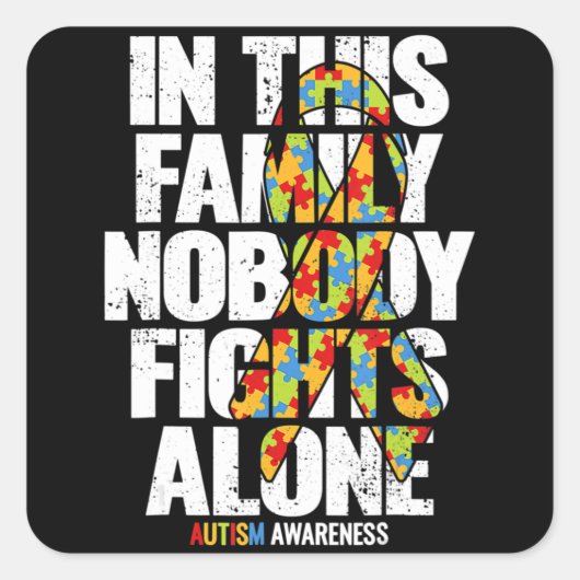 Autism Awareness Shirt Family Support Ma Autism A Vierkante Sticker (Voorkant)