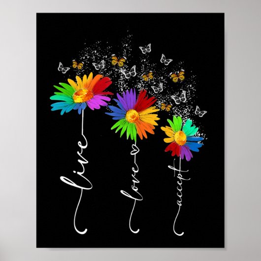 Autism Awareness Shirt Live Love Accept Autism Flo Poster (Voorkant)