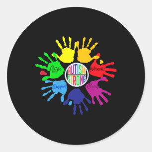 Autism Awareness Sign Language Hand Puzzle Support Ronde Sticker
