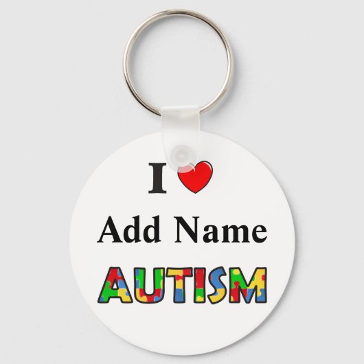 Autism Awareness Sleutelhanger I Love Customize (Voorkant)