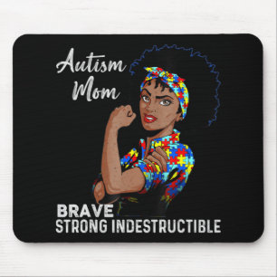 Autism Awareness Sterke mam Afro Moeder Black Wome Muismat