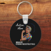 Autism Awareness Sterke mam Afro Moeder Black Wome Sleutelhanger (Voorkant)