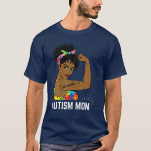 Autism Awareness Sterke mam Afro Moeder Black Wome T-shirt