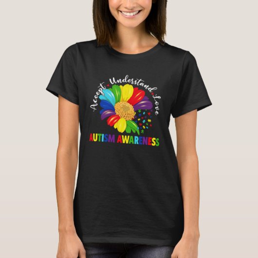 Autism Awareness Sunflower Accept Understand Love T-shirt (Voorkant)