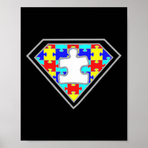Autism Awareness Superheld Autism Gifts Boys Teach Poster