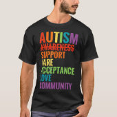 Autism Awareness Support Care Acceptation Ally T-shirt (Voorkant)