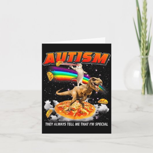 Autism Awareness T-rex Cat Meme Neurodiversity Pri Kaart (Voorkant)