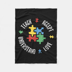 Autism Awareness Teacher Shirt Teach Accept Unders Fleece Deken