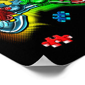 Autism Awareness Video Game Controller Puzzle Piec Poster (Hoek)