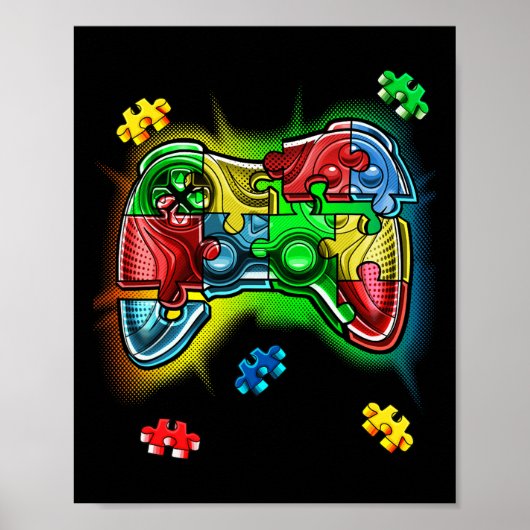 Autism Awareness Video Game Controller Puzzle Piec Poster (Voorkant)