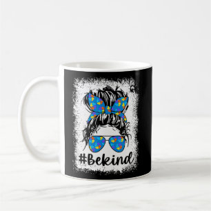 Autism Be Kind Messy Bun Mom Life Heart Puzzle Wom Koffiemok