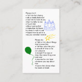 Autism Birthday Boy Visitekaartje (Achterkant)