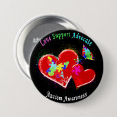 Autism Butterflies in het hart Ronde Button 7,6 Cm (Voorkant /achterkant)