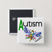 AUTISM Butterfly 3.1 Vierkante Button 5,1 Cm (Voorkant /achterkant)