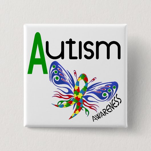 AUTISM Butterfly 3.1 Vierkante Button 5,1 Cm (Voorkant)