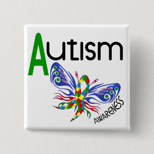 AUTISM Butterfly 3.1 Vierkante Button 5,1 Cm
