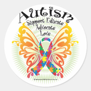 Autism Butterfly 3 Ronde Sticker