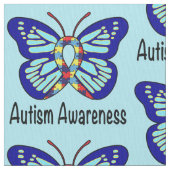 Autism Butterfly Awareness Ribbon Stof (Close Up)
