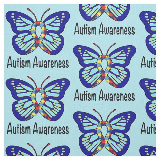 Autism Butterfly Awareness Ribbon Stof (Swatch)