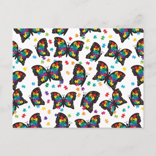 Autism Butterfly Puzzle Pattern Aankondigingskaart (Voorkant)