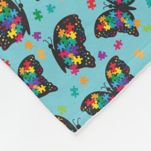 Autism Butterfly Puzzle Pattern Fleece Deken