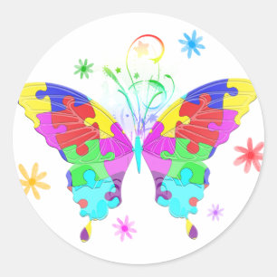 Autism Butterfly Ronde Sticker