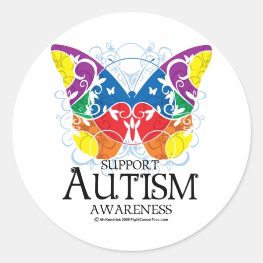 Autism Butterfly Ronde Sticker (Voorkant)