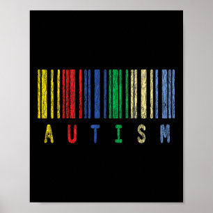 Autism Colorful Barcode Support Autistic Kinder Aw Poster
