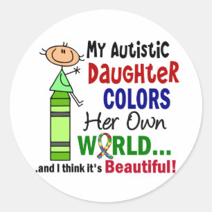 Autism COLORS HAAR EIGEN WERELDauchter Ronde Sticker