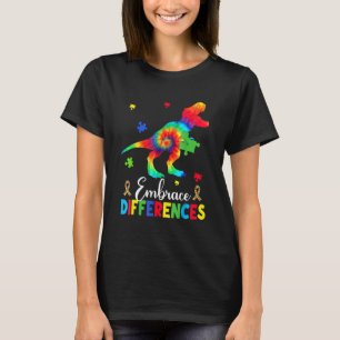 Autism Dinosaur Puzzle Piece Embrace Difference B T-shirt