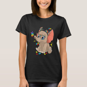 Autism Elephant Glasses Awareness Mom Kids Autism T-shirt