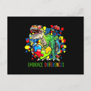 Autism Embrace Differences Dinosaur T-Rex Kinder C Briefkaart